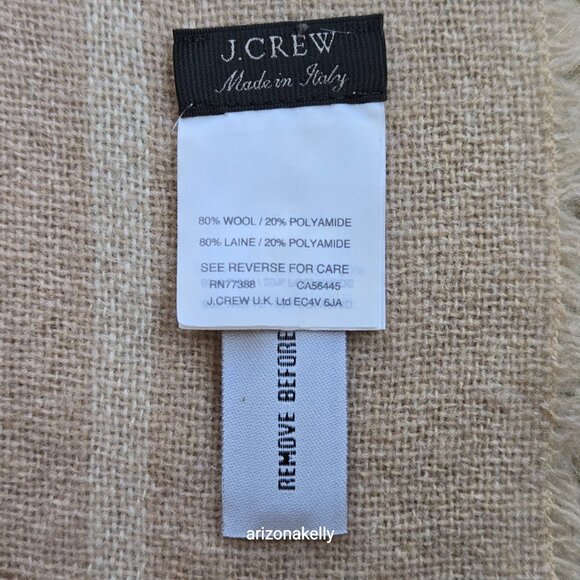 NWOT J. Crew Wool Woven Plaid Scarf Grey Tan Lavender Purple - Picture 4 of 10